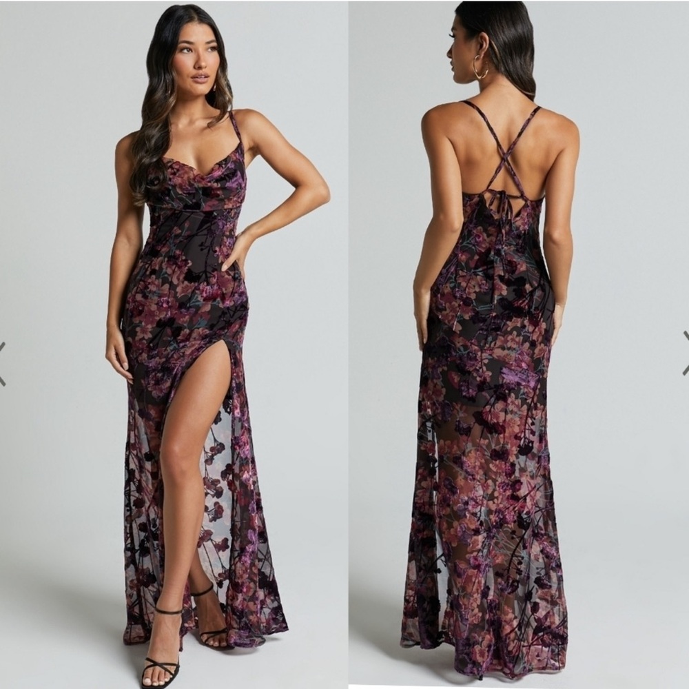 showpo aletta maxi dress Aletta Maxi Dress - Cowl Cross Back Dress in Aletta Burn Out Floral